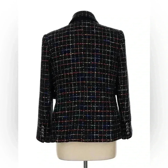 Veronica Beard Rumer Dickey Blazer Jacket 10 Tweed Double Breasted Navy Check - Picture 8 of 16